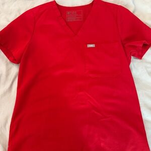 Figs Red Scrub top
